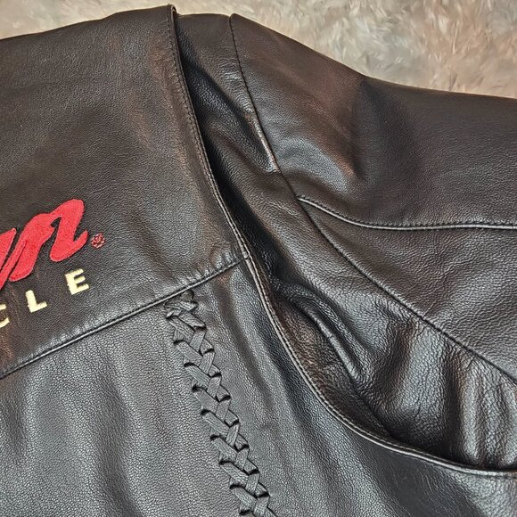 Indian Motorcycle Black Braided Leather Jacket - Picture 8 of 14